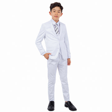 Stacy Adams Boy's White 5pc Solid Suit