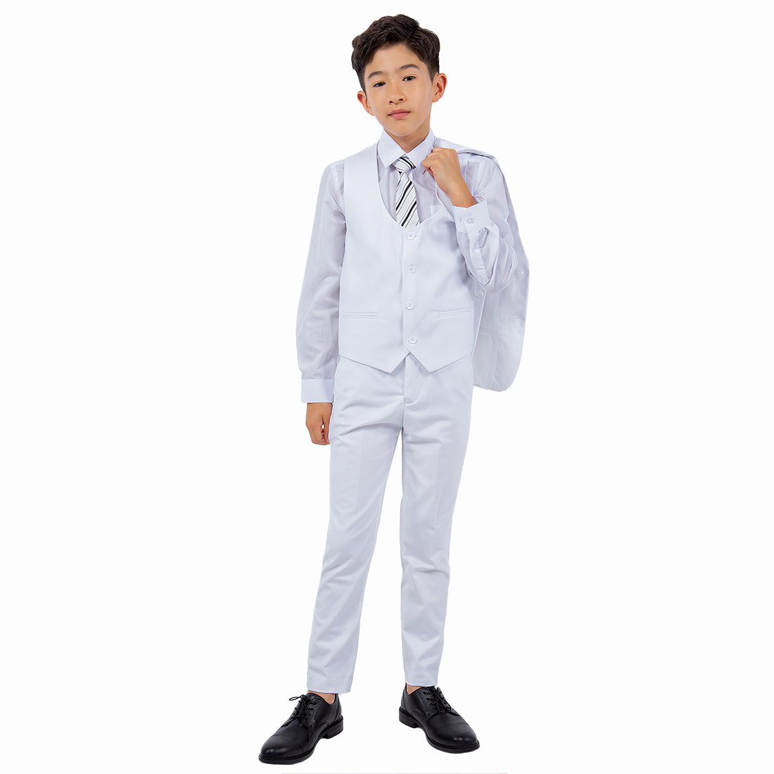 Stacy Adams Boy's White 5pc Solid Suit
