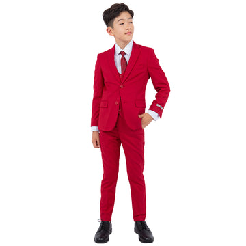 Stacy Adams Boy's Red 5pc Solid Suit