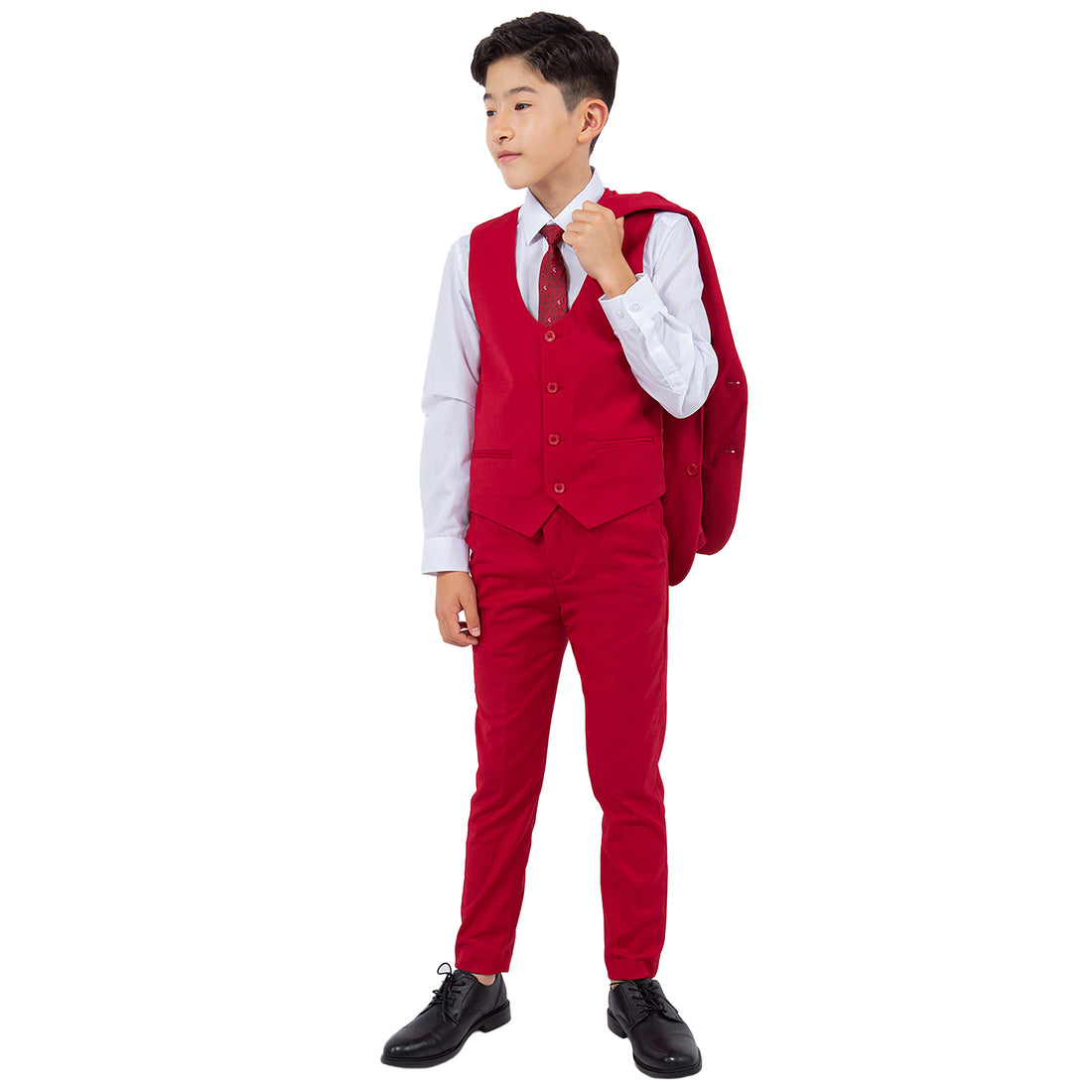 Stacy Adams Boy's Red 5pc Solid Suit