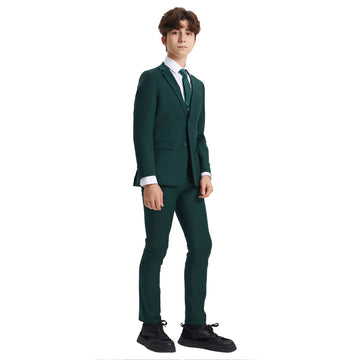 Stacy Adams Boy's Green 5pc Solid Suit