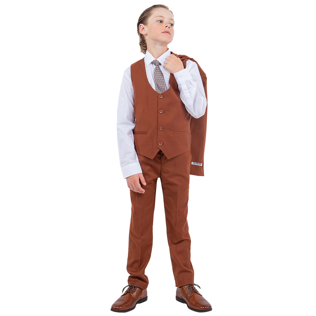 Stacy Adams Boy's Light Brown 5pc Solid Suit