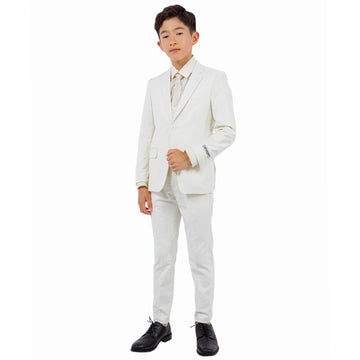 Stacy Adams Boy's 5pc Solid Ivory Tuxedo Suit