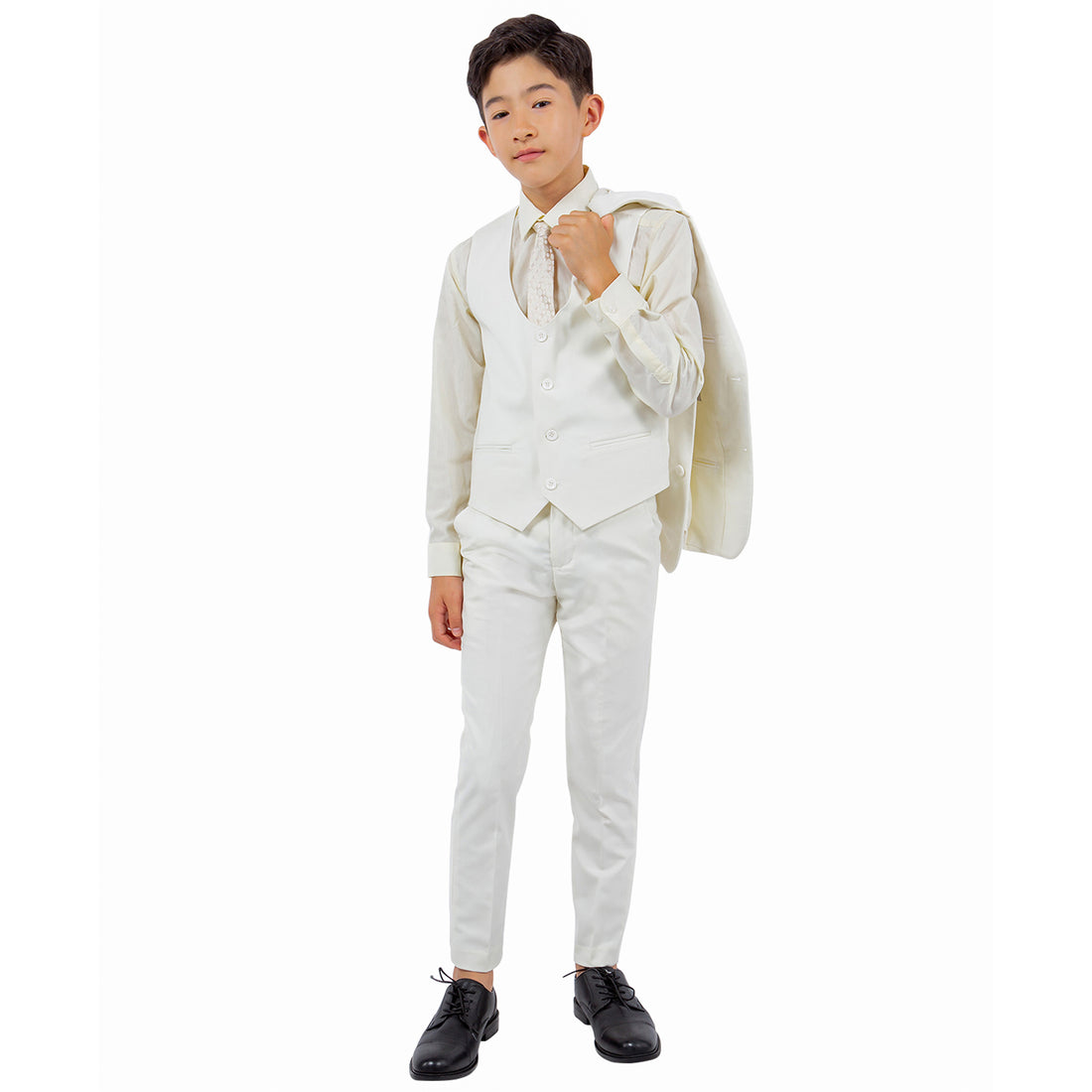 Stacy Adams Boy's 5pc Solid Ivory Tuxedo Suit
