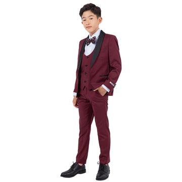 Stacy Adams Burgundy 5 pc Tuxedo Kids Suit