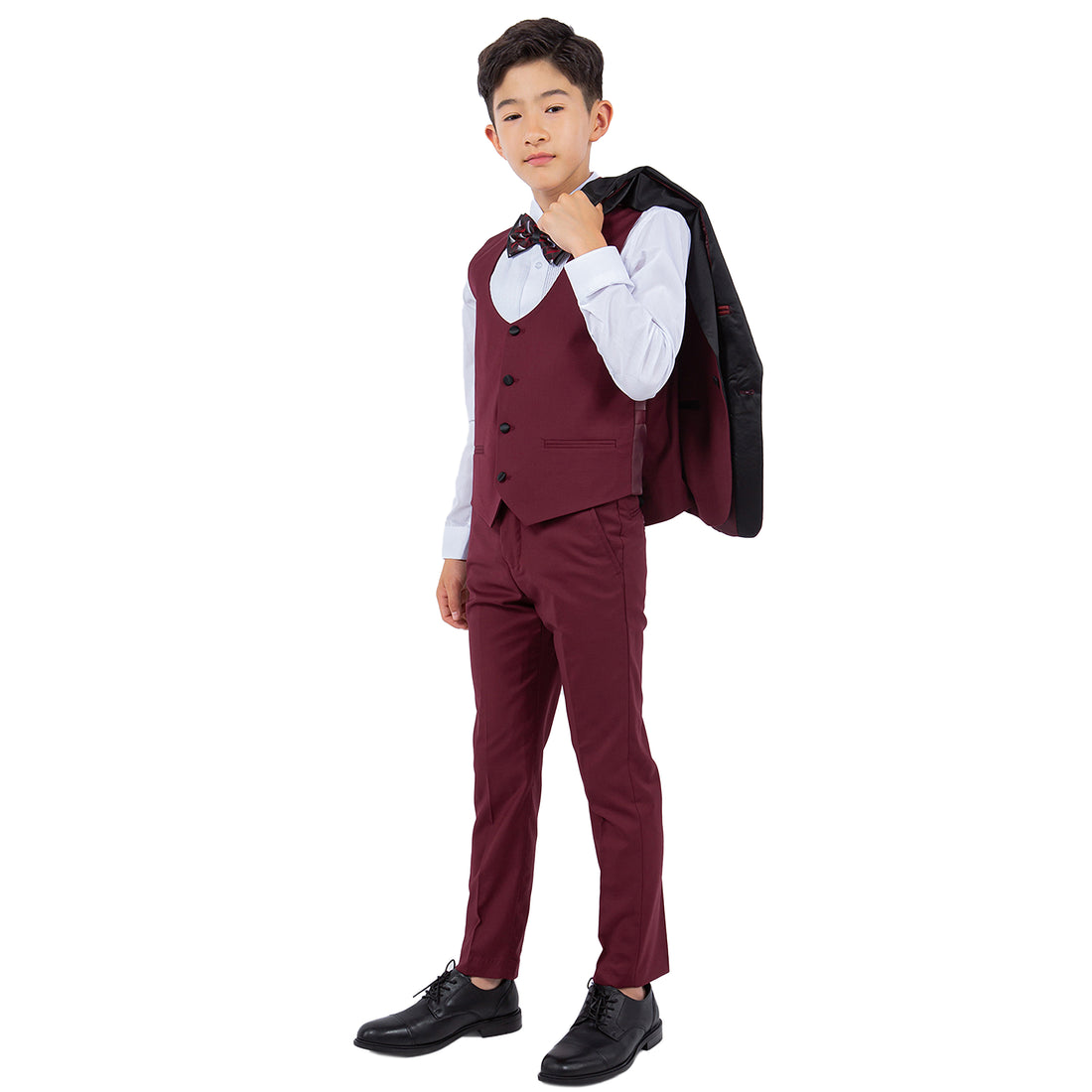 Stacy Adams Burgundy 5 pc Tuxedo Kids Suit