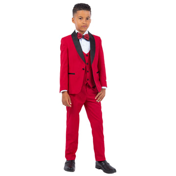 Stacy Adams Red 5 pc Tuxedo Kids Suit