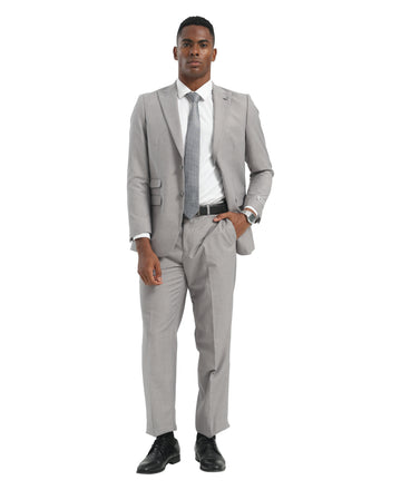 Mens Suit 2pc Light Grey Slim Fit Notch Lapel Suits