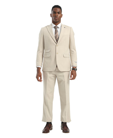 Mens Suit 2pc Tan Slim Fit Notch Lapel Suits
