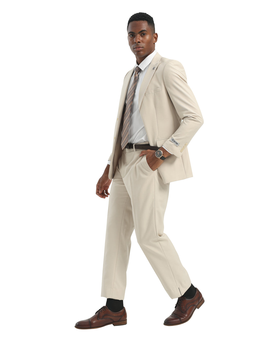 Mens Suit 2pc Tan Slim Fit Notch Lapel Suits