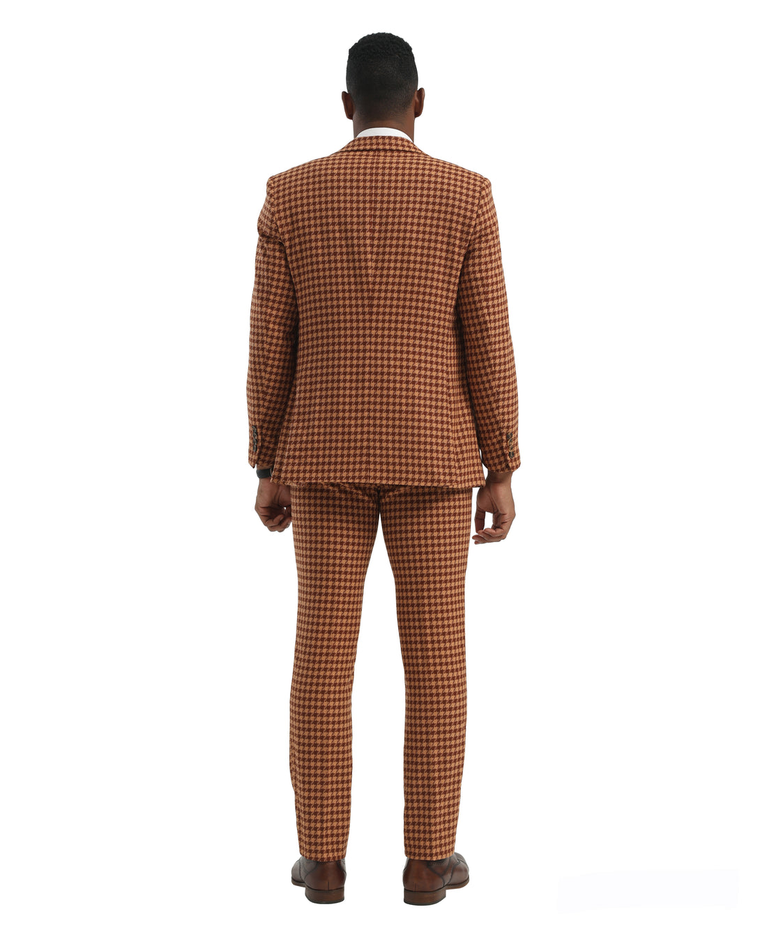 Brown/Terracotta Fit 3pc Houndstooth Suits