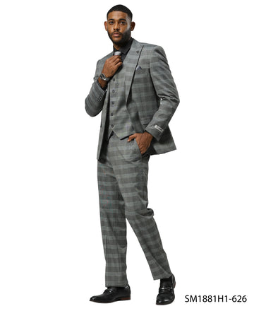 Glen Check Grey Men's 3pc Suit