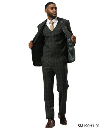 Glen Plaid Men's Green 3pc Suit