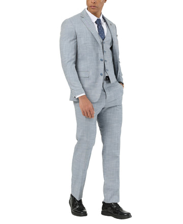 Mens-suit Crosshatch Light Blue 3pc Suit