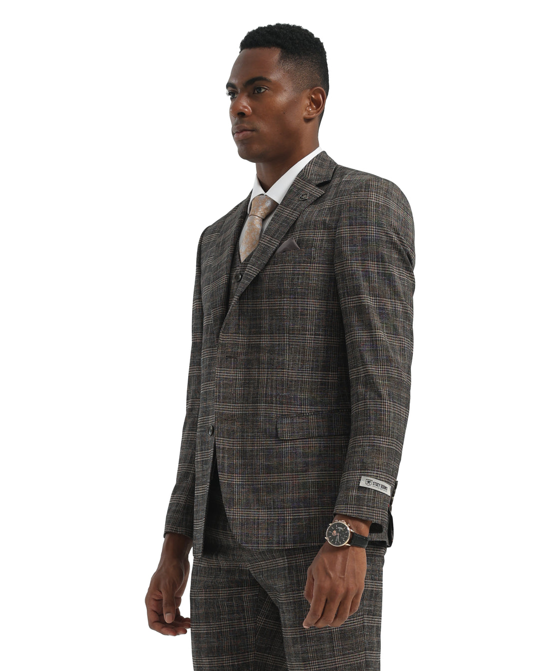 Men's Suit Charcoal Peak Lapel 3pc Charcoal Suit