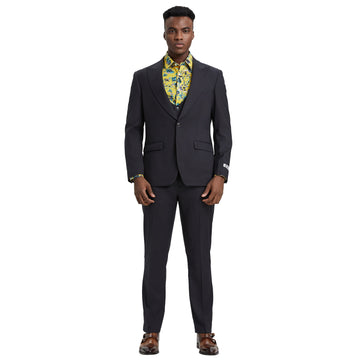 Men's Stacy Adams Hybrid-Fit 3pc Dark Grey Suit Set