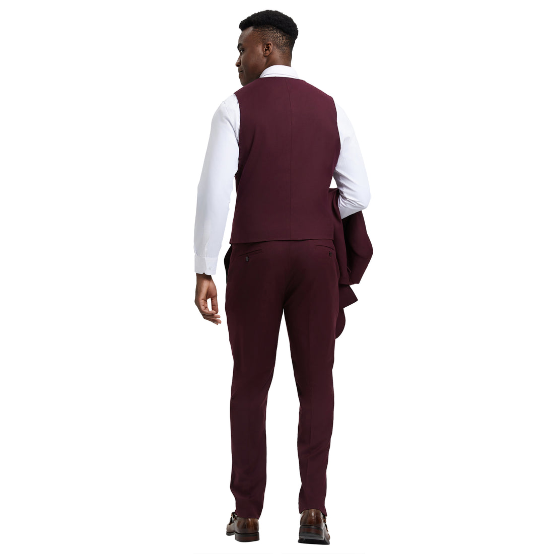 Men's Stacy Adams Hybrid-Fit 3pc Burgundy Suit Set