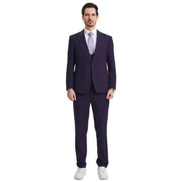 Men's Stacy Adams Hybrid-Fit Purple 3pc Suit Set