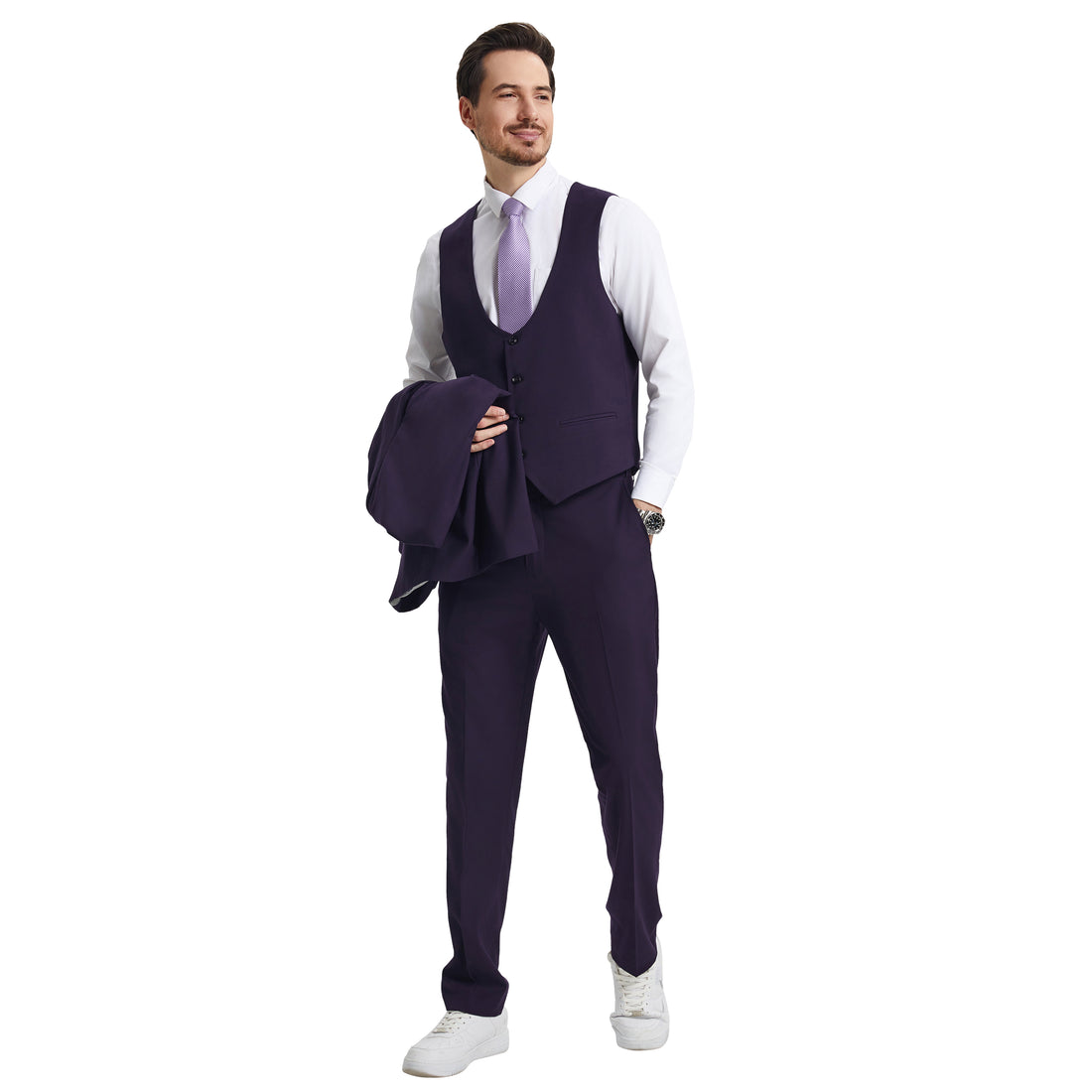Men's Stacy Adams Hybrid-Fit Purple 3pc Suit Set