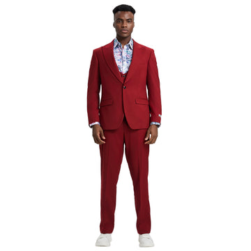 Men's Stacy Adams Hybrid-Fit Cherry 3pc Suit Set