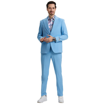 Men's Stacy Adams Hybrid-Fit 3pc Sky Blue Suit Set