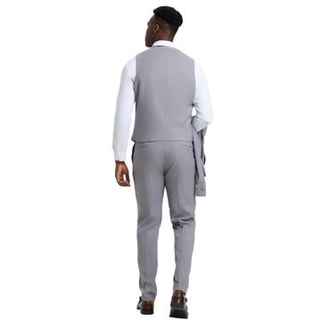 Men's Stacy Adams Hybrid-Fit 3pc Grey Suit Set