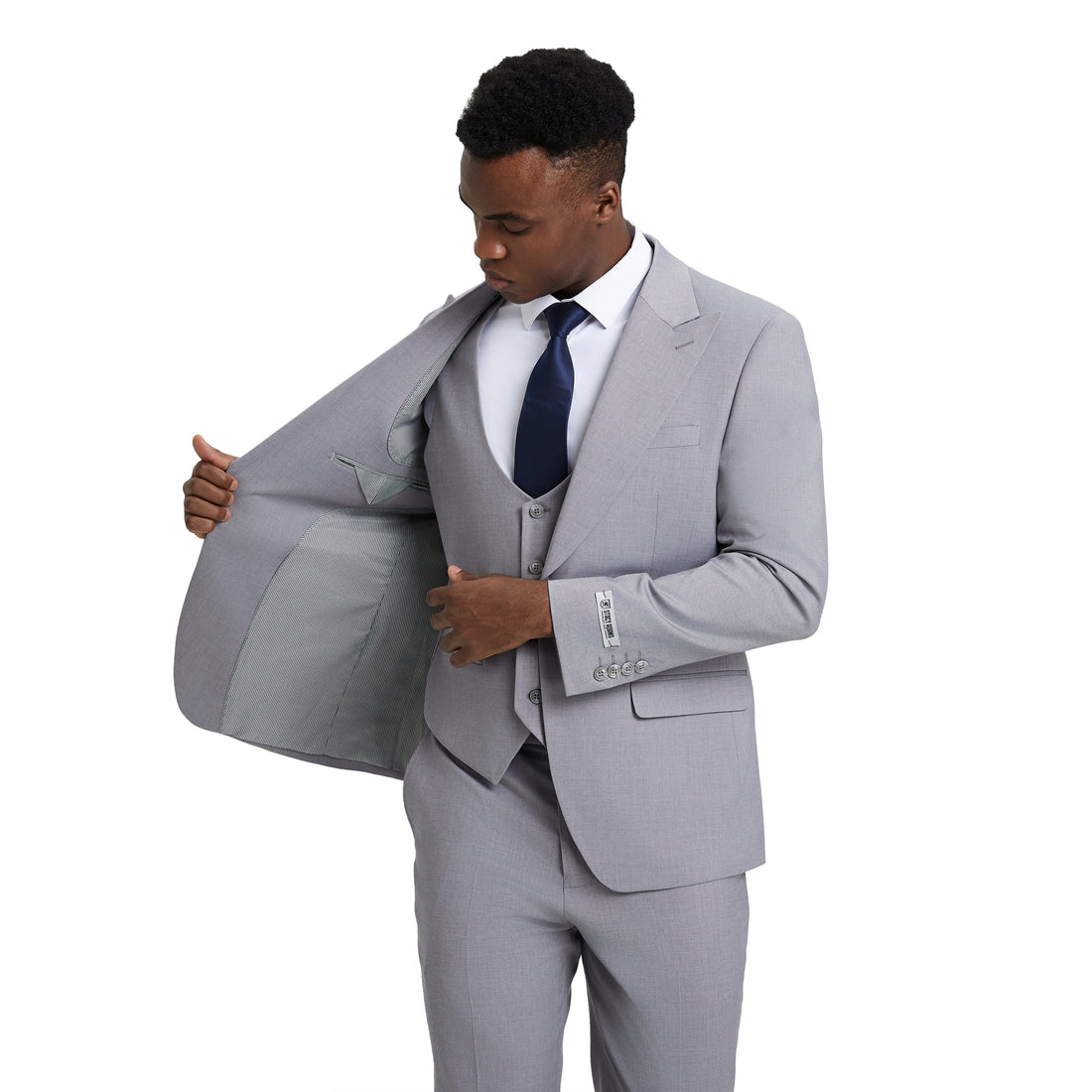 Men's Stacy Adams Hybrid-Fit 3pc Grey Suit Set