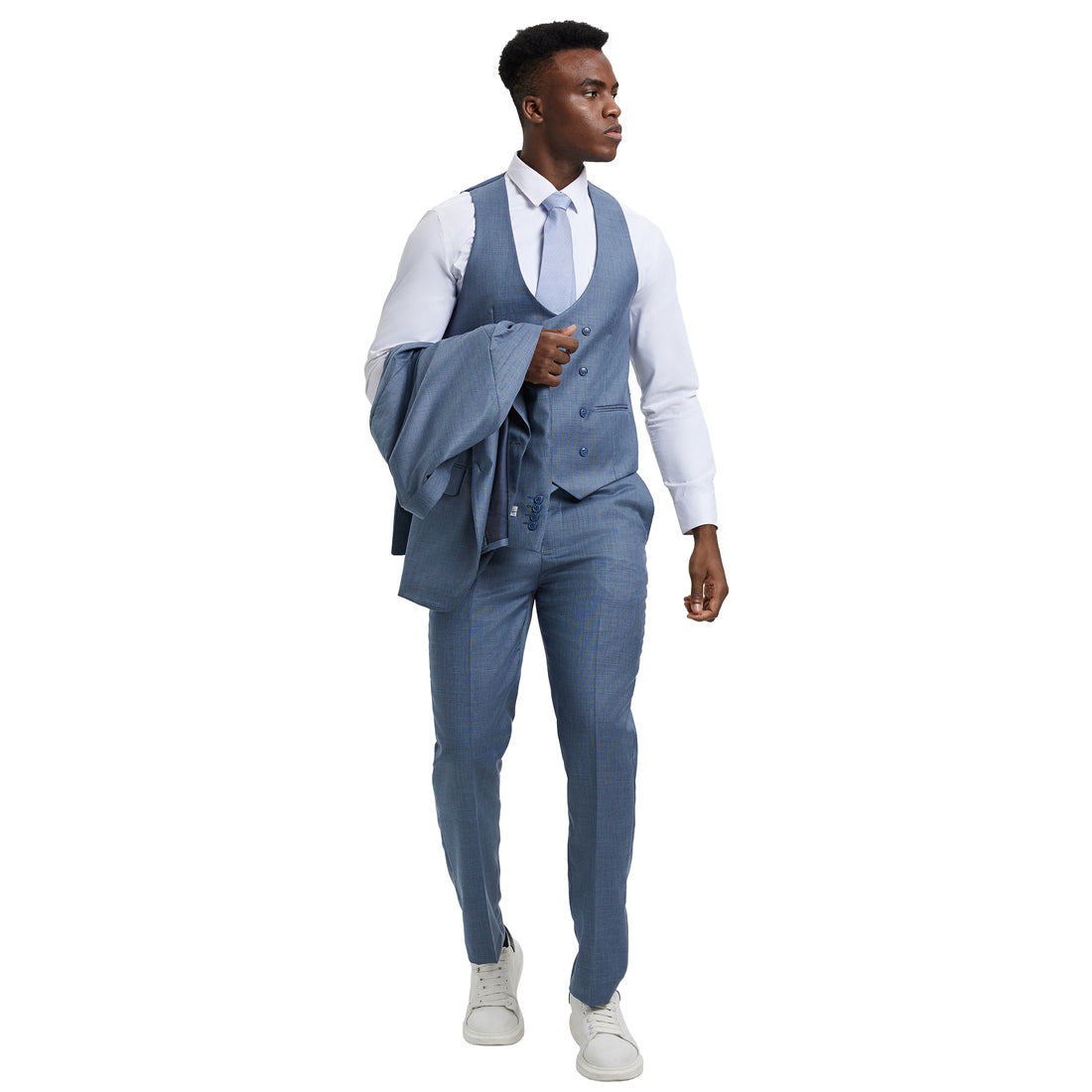 Men's Stacy Adams Ocean Sharkskin 3-Piece Suit