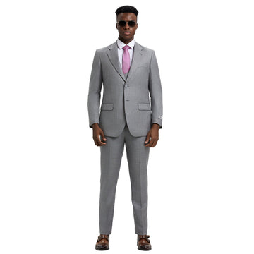 Men's Stacy Adams Stone Gray Sharkskin 3-Piece Suit