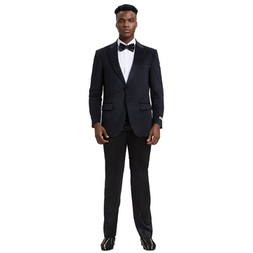 Stacy Adams Men's Hybrid-fit Black Velvet Jacket W/ Notch Lapel