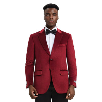 Stacy Adams Men's Hybrid-fit Red Velvet Jacket W/ Notch Lapel