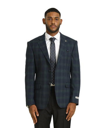 Mens-jacket Checkered Green Windowpane by Stacy Adams