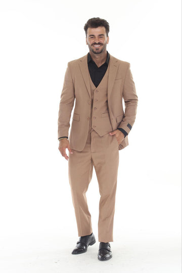 Rizza 3-Piece Light Brown Slim Fit Suit