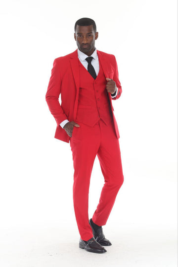Rizza 3-Piece Red Slim Fit Suit