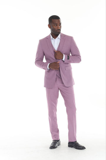 Rizza 3-Piece Pink Slim Fit Suit