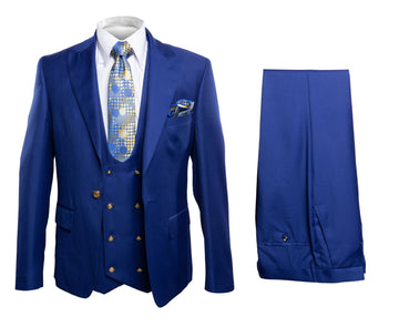 Rossi Man Slim Fit 3-piece Suit Blue