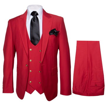 Rossi Man Slim Fit 3-piece Suit Red