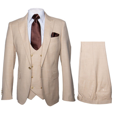 Rossi Man Slim Fit 3-piece Suit Beige