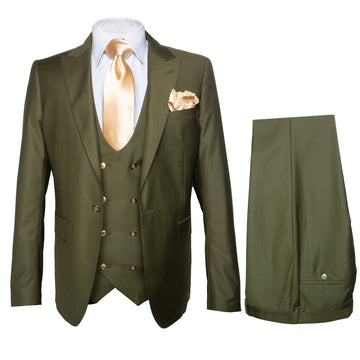 Rossi Man Slim Fit 3-piece Suit Green