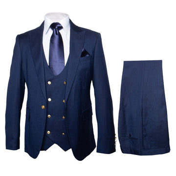 Rossi Man Slim Fit 3-piece Suit Navy Blue
