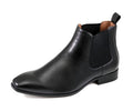 Men's Black Chelsea Leather Dress Boot with Genuine Leather Upper and Slip-On Elastic Side Panels for Business, Wedding and Formal Wear
