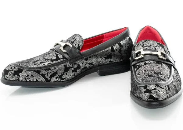 After Midnight Black with Silver Paisley Bit Loafer