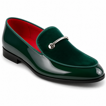 After Midnight Velvet Apron Toe Bit Loafer Green