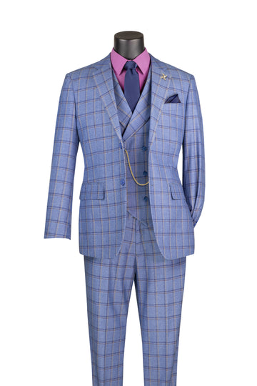 Men’s 3-Piece Windowpane Suits