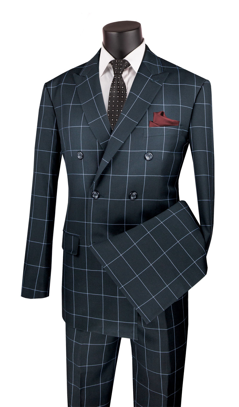 Windowpane Double-Breasted Suit