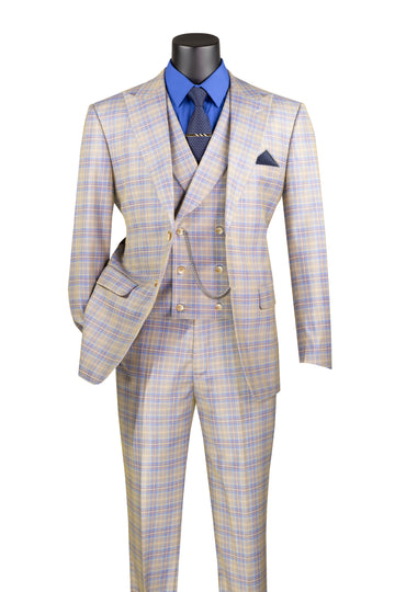 Men’s 3-Piece Plaid Suit