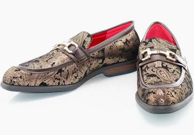 After Midnight Brown with Gold Paisley Bit Loafer
