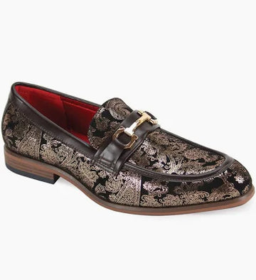 After Midnight Brown with Gold Paisley Bit Loafer