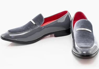 After Midnight Velvet Apron-Toe Bit Loafer Grey