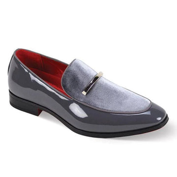 After Midnight Velvet Apron-Toe Bit Loafer Grey